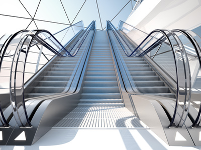 escalator in futuristic building